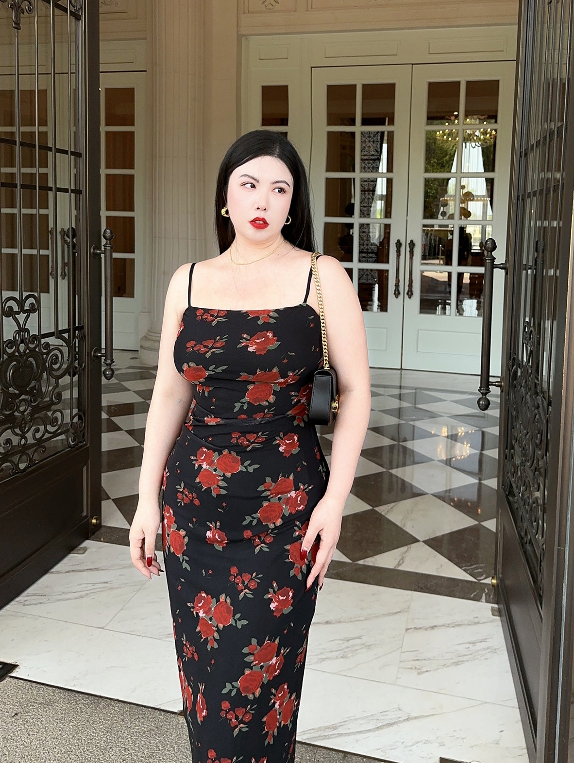 French Rose Mesh Suspended Dress