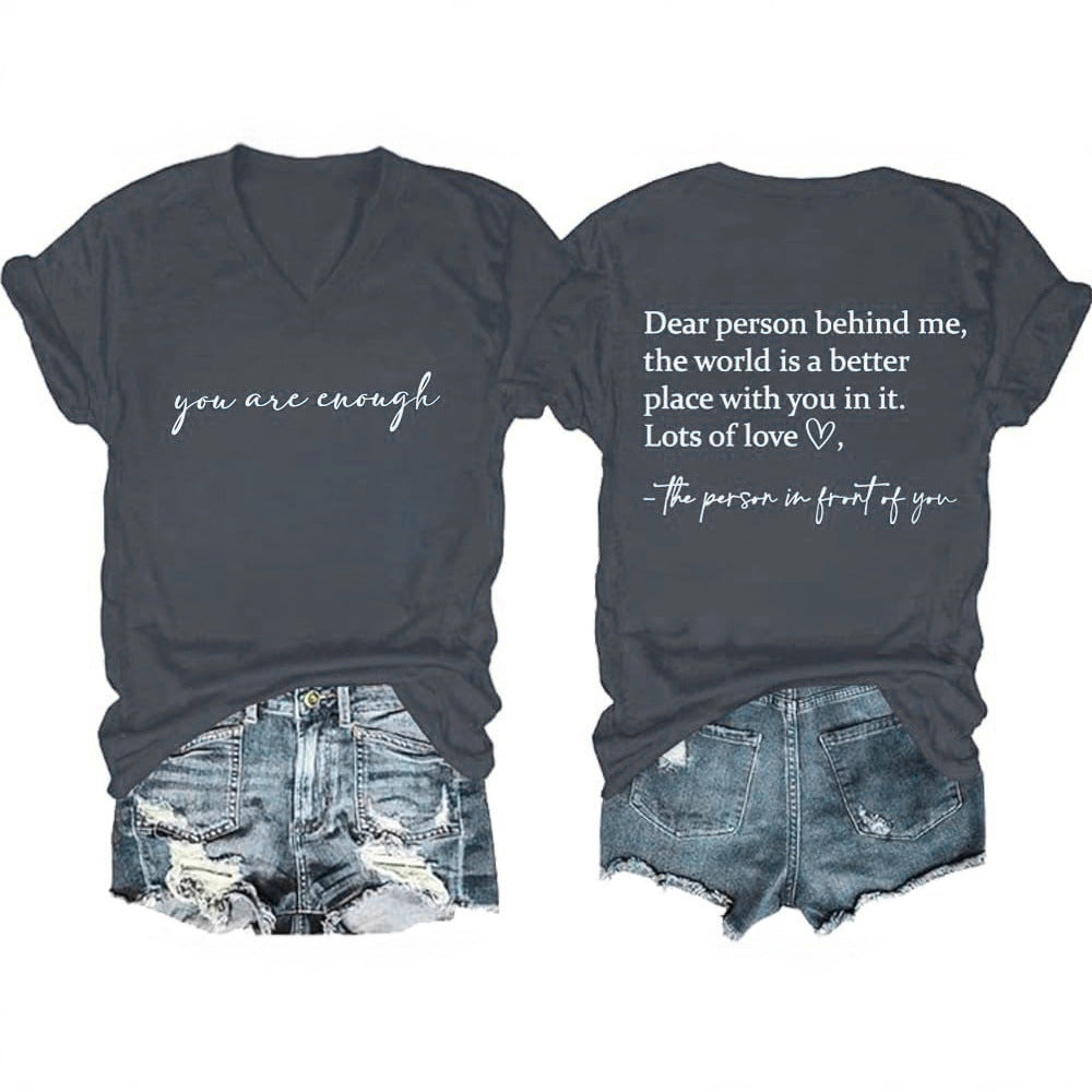 Stylish Womens V-Neck Short-Sleeve Pullover With A Print Pattern