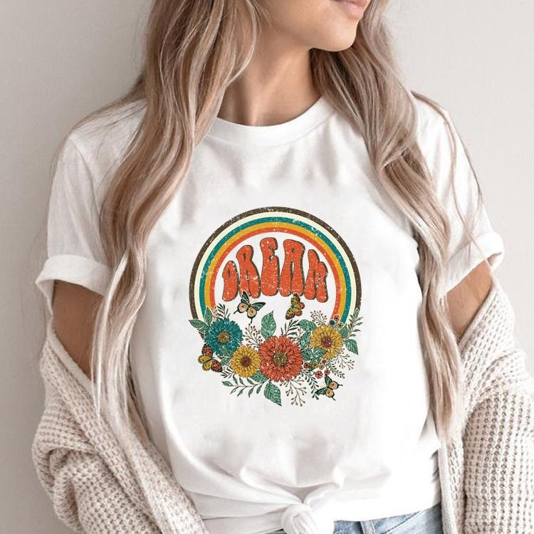 Cute Women's Flower Print Short-sleeved T-shirt