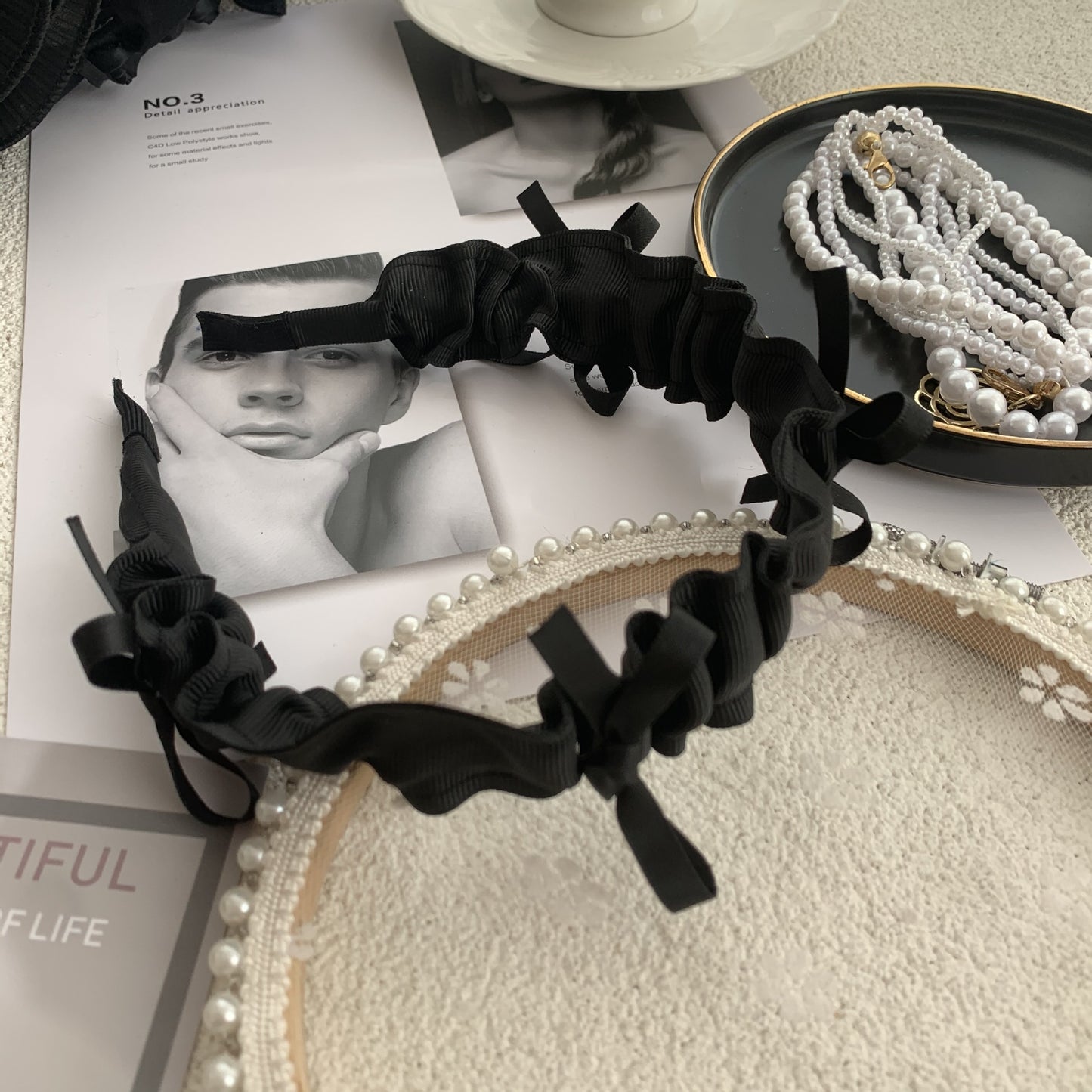 Exaggerated Wooden Ear Headdress Black Hair Hoop