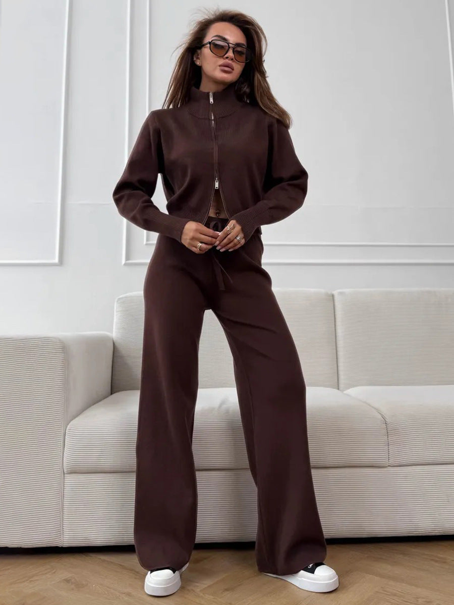 Temperament Commute Zipper Knitting Suit