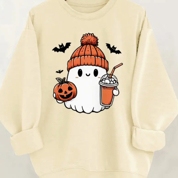 Fleece sweatshirt med bogstavprint og lange ærmer