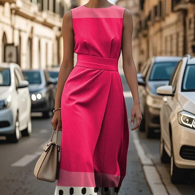 Womens Sleeveless Striped Polka-DotFloral Maxi Dress