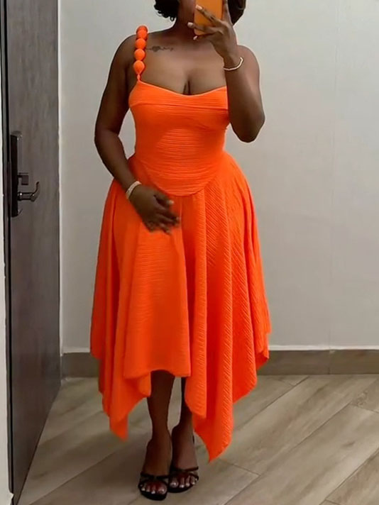 Solid Color Camisole High-waisted Skirt Two-piece Set