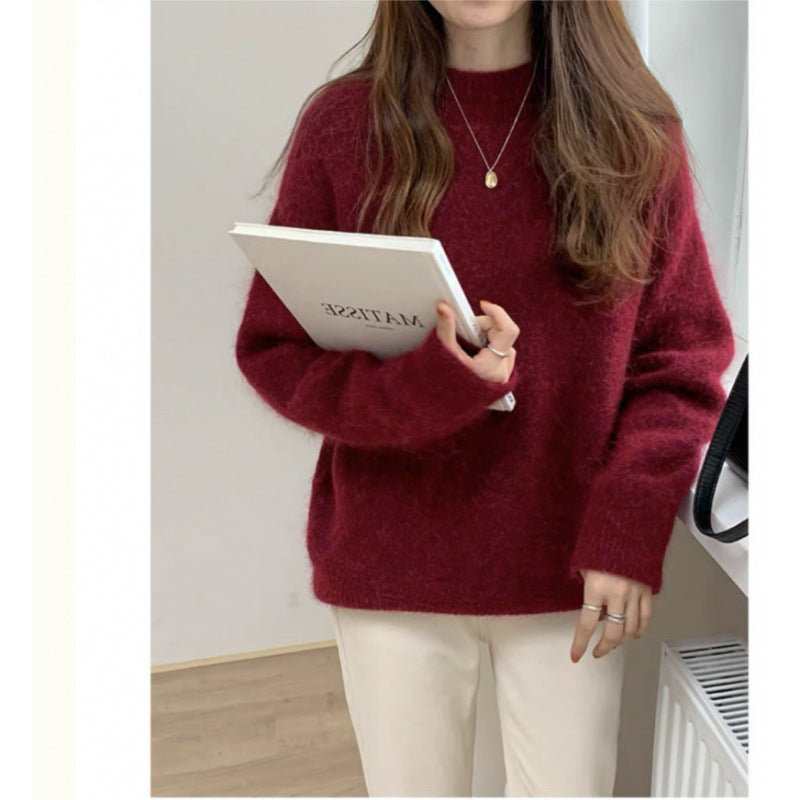 Loose And Lazy Style Thickened Sweater Top For Women
