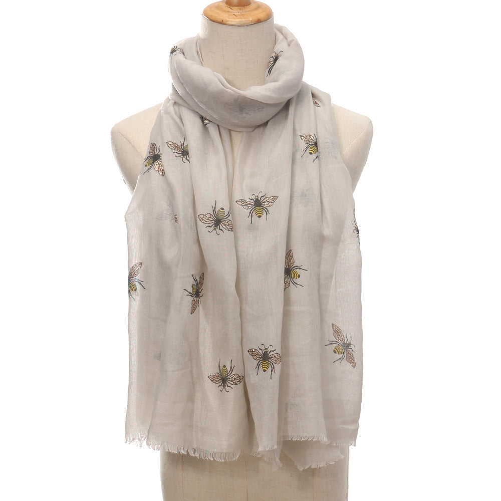 Bee Print Women's Neck Warmer Travel Sun Protection Shawl