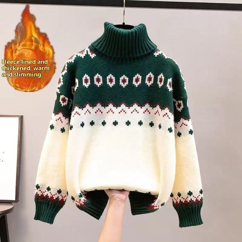 Loose Christmas Turtleneck Female Knitting Sweater