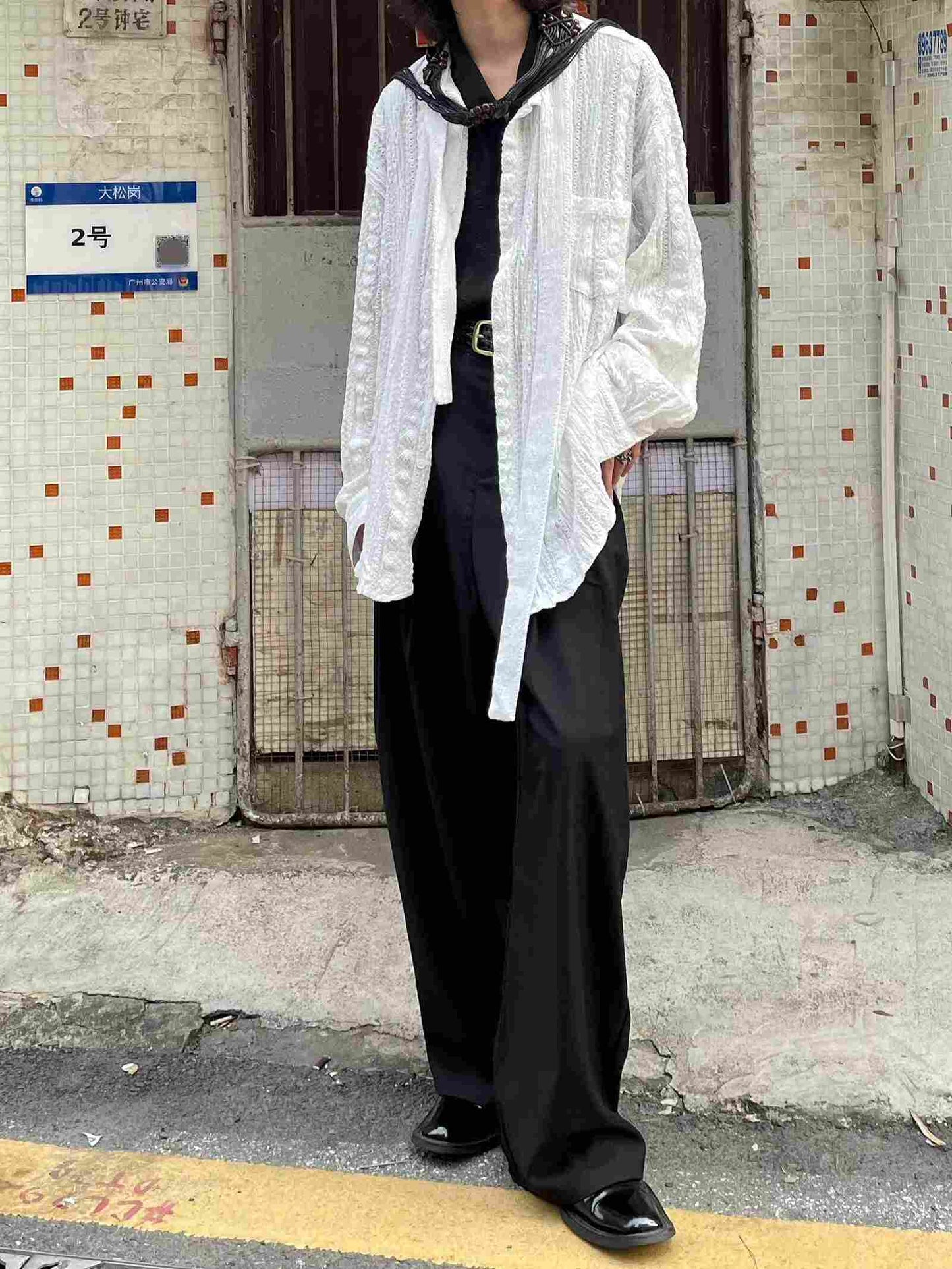 Splicing Strap Long Sleeved Jacket