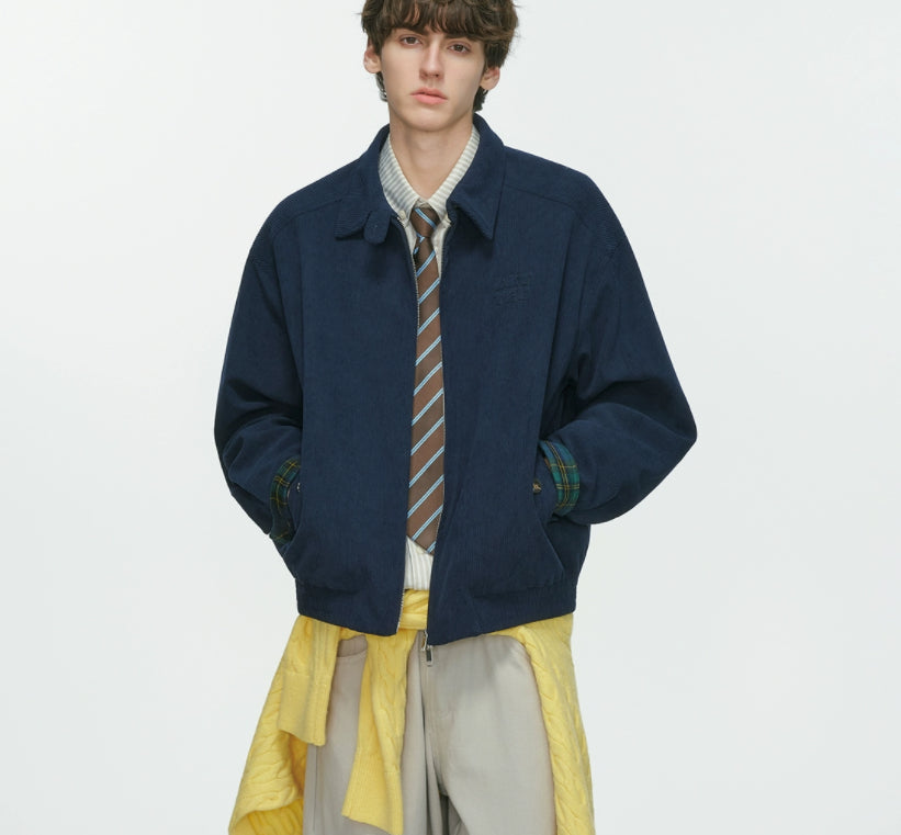 American Retro Barn Style Corduroy Stand Up Collar Jacket