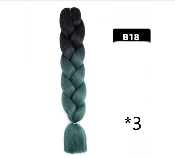 Color Big Braid African Chemical Fiber High Temperature Silk Wig Gradient