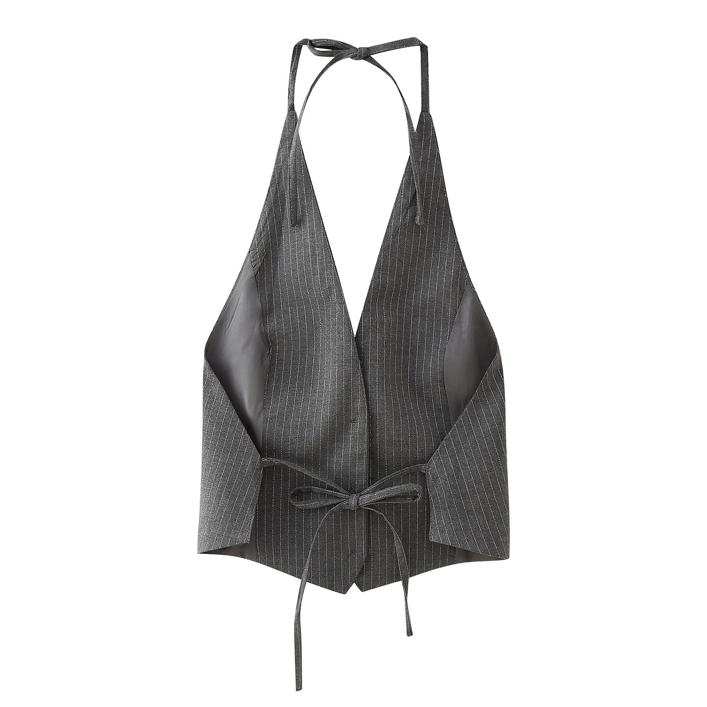 Women's V-neck Backless Pinstripe Vest