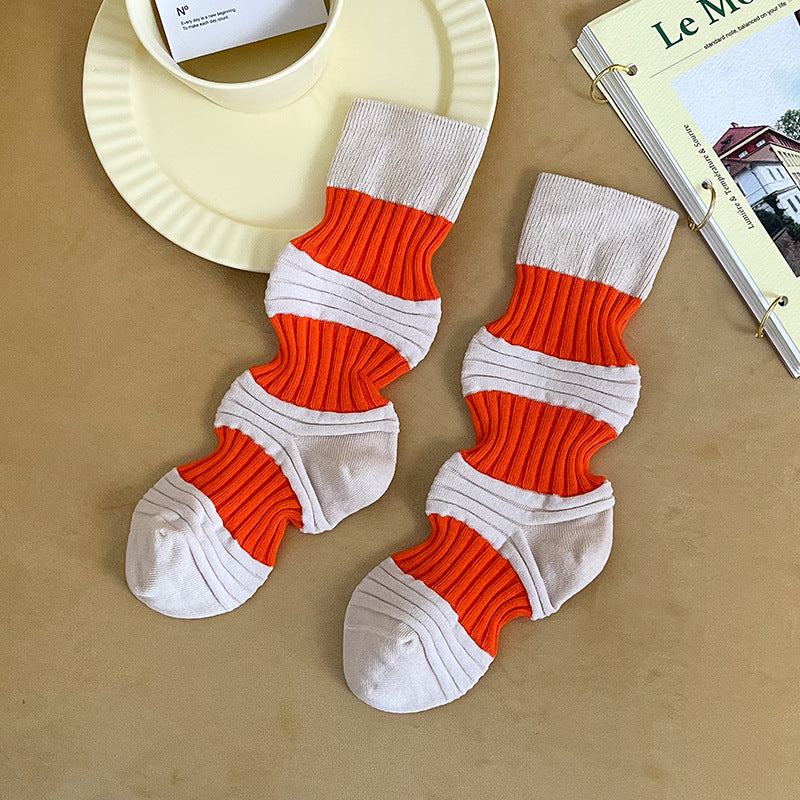 Retro Sweat-absorbent Breathable Combed Cotton Stockings