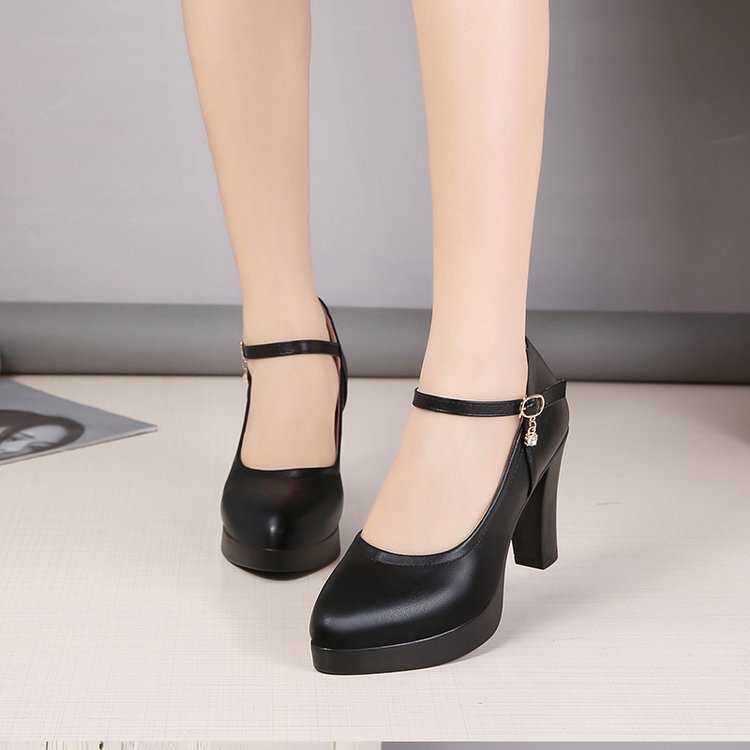 Women's High Heels Chunky Heel Waterproof Platform Spring And Autumn Versatile Professional Shoes