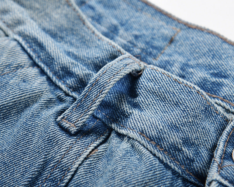 INS Same Retro Hip-hop Hip-hop Light Blue Tooling Retro Dad Jeans
