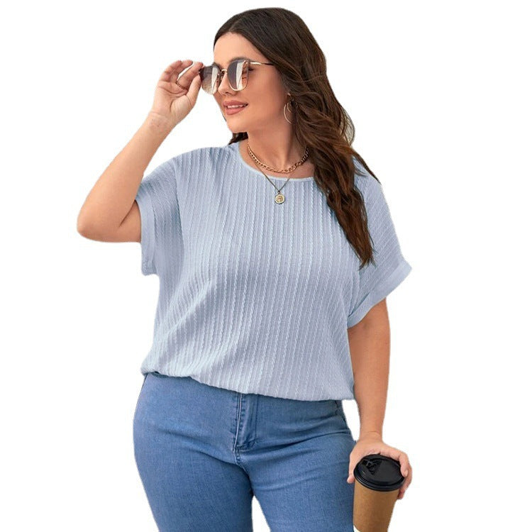 Fashion New Large Size Solid Color Short Sleeve T-shirt