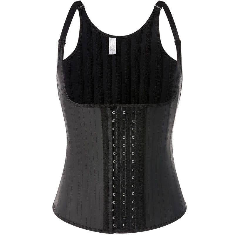 25 Bone Glossy Rubber Shoulder Strap Corset