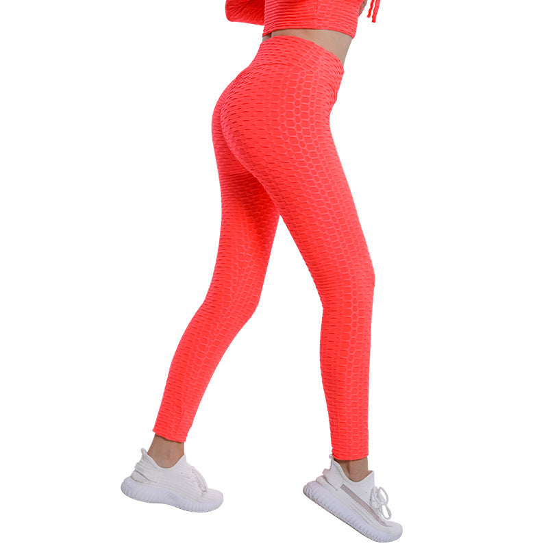 Bubble Yogabukser Jacquard Høj Elastisk Sports Gym Bukser