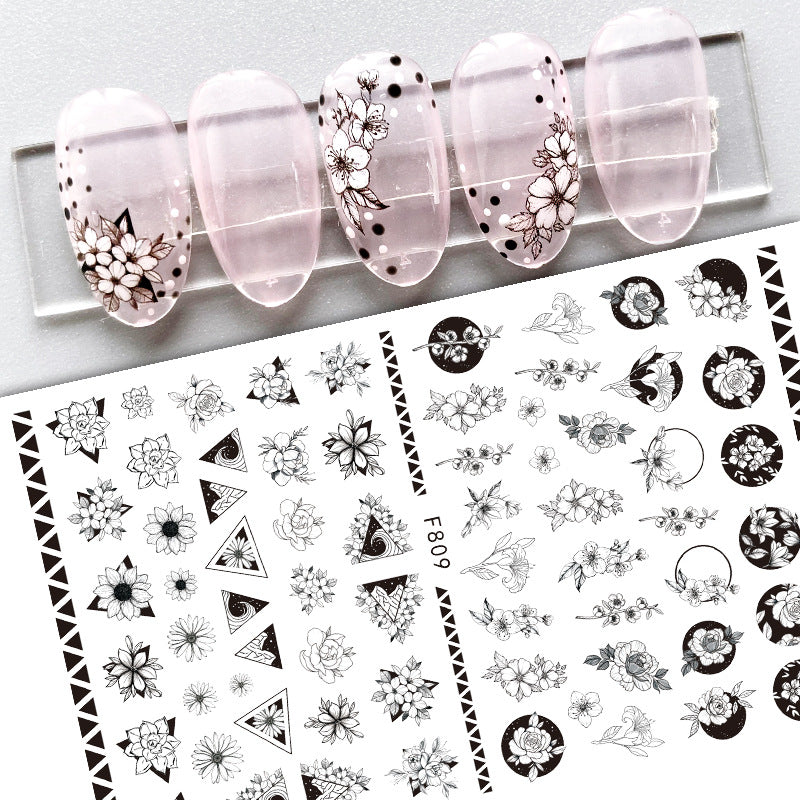 New Flower Nail Art Decal Plain Hand Painted