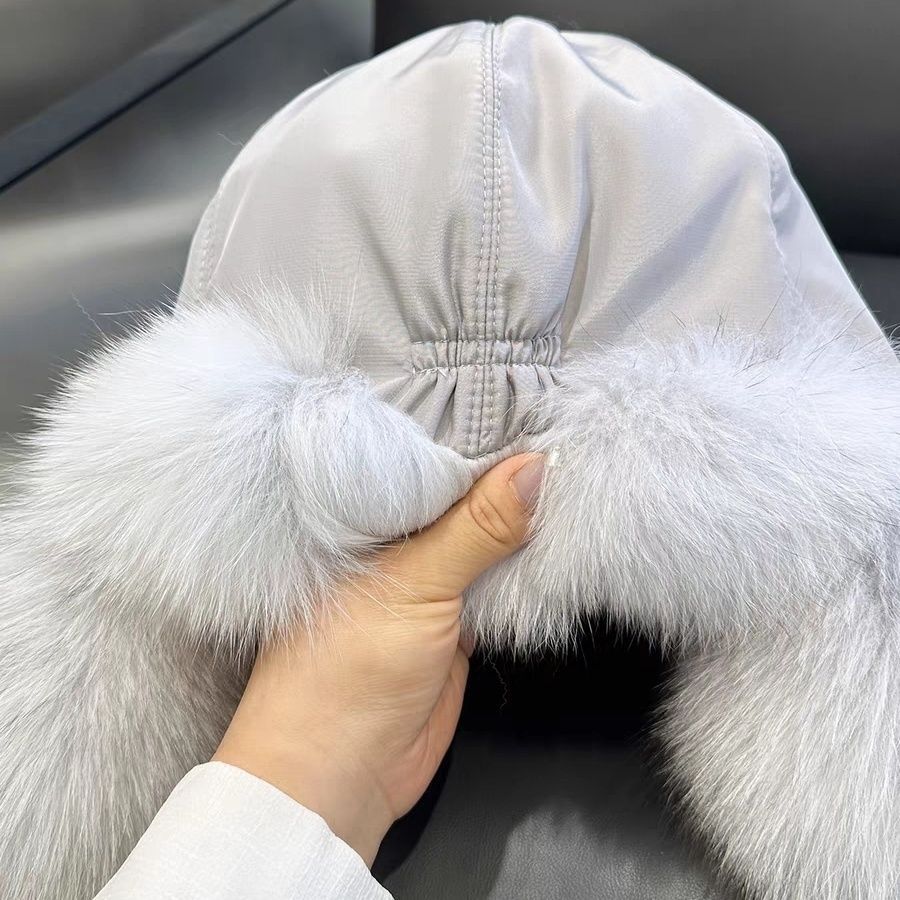 Women's Cotton Fox Fur Ushanka Slimming