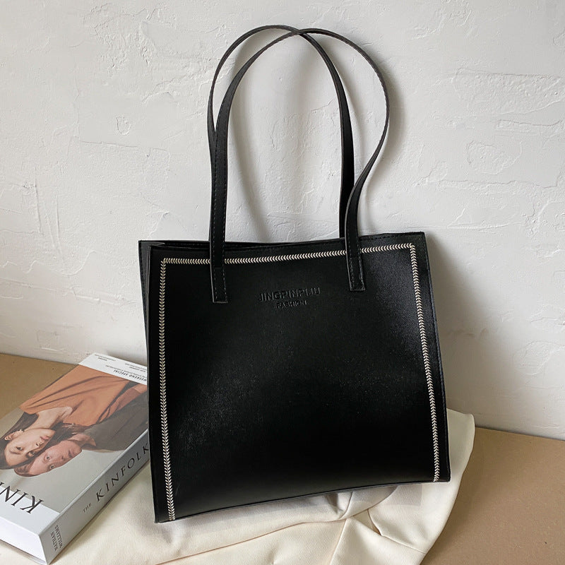 Stor Kapacitet Skulder Ensfarvet Bæretaske Simpel Tote Bag