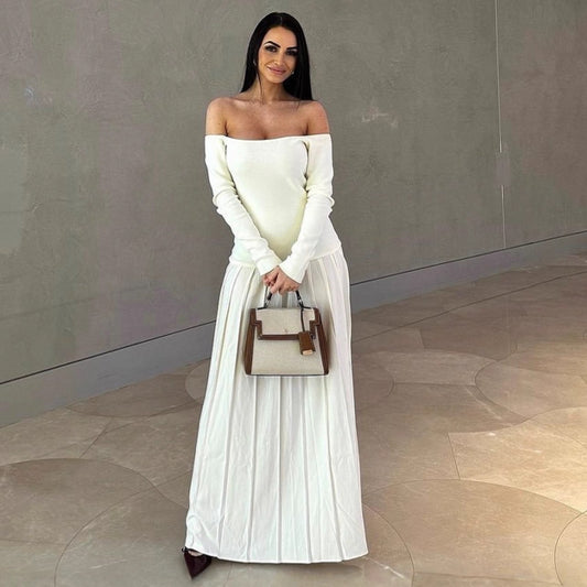 Seamless Off-shoulder European And American-style Dress For Women