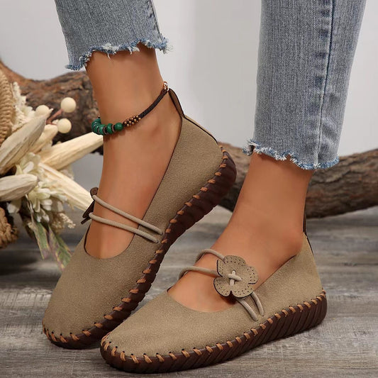 Retro Lightweight Womens Breathable Round-toe Shoes With Soft Soles