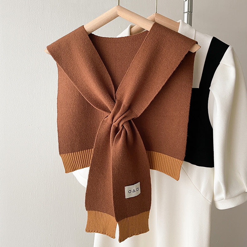 Shirt With Small Shawl Shirt Green Scarf Woolen Shoulder