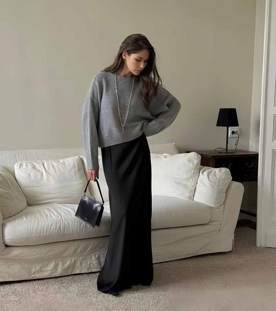 Thick Short Round Neck Solid Color Sweater For Women
