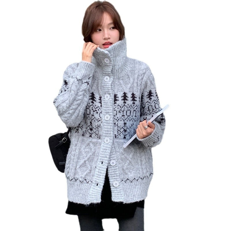 Twist Weave Thick Thermal Knitting Cardigan
