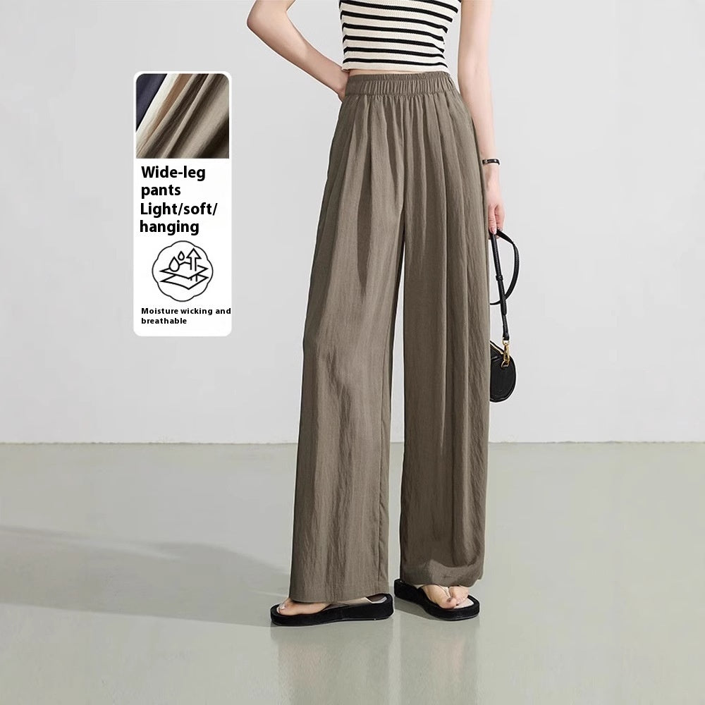 Loose Drape Casual Straight-leg Thin Ice Silk Wide-leg Pants
