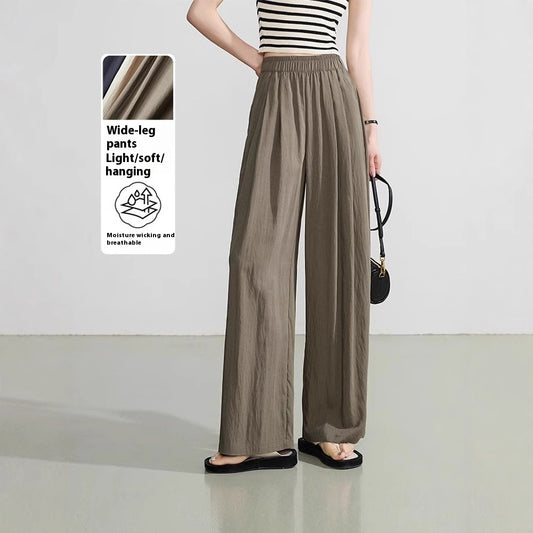 Loose Drape Casual Straight-leg Thin Ice Silk Wide-leg Pants