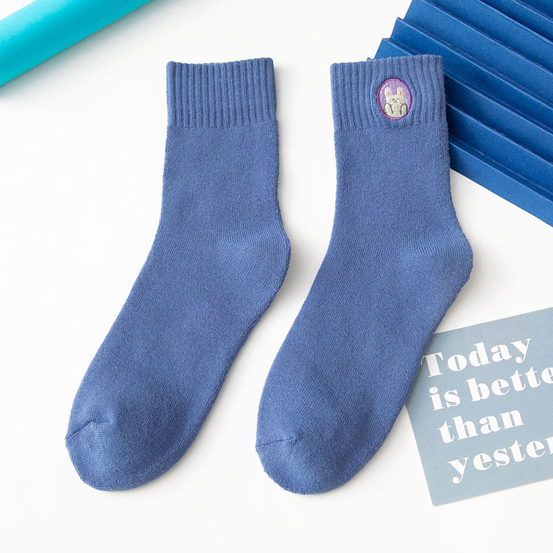 Female Female Middle Tube Cartoon Extra Thick Warm-keeping Socks