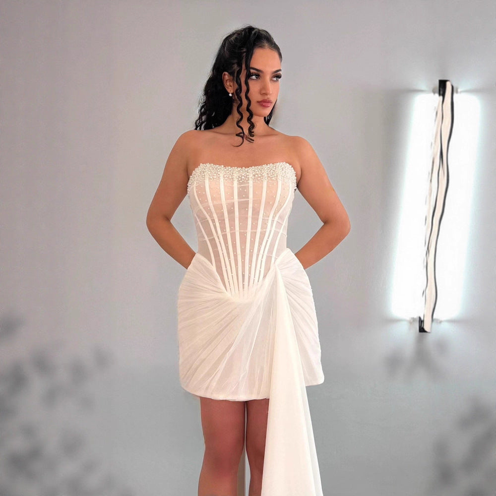 Pleated Sleeveless Slim-fit Mini Dress