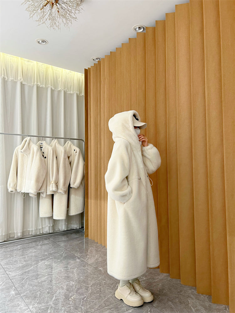 Long Thick Thick Hooded Loose Faux Down Coat