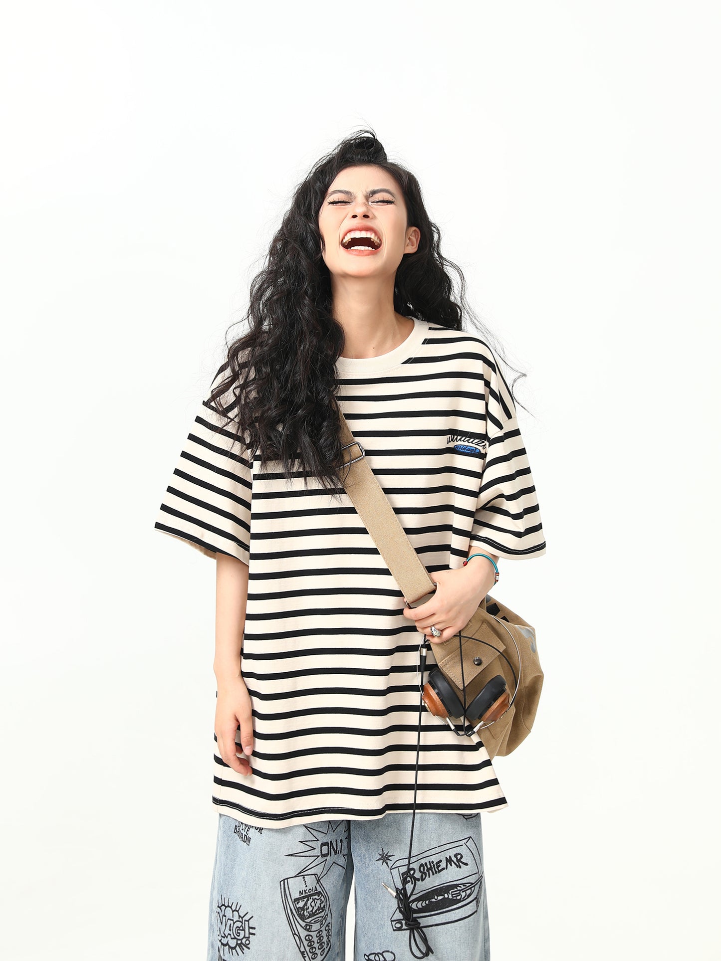 Retro 300g Heavy Striped Short-sleeved T-shirt