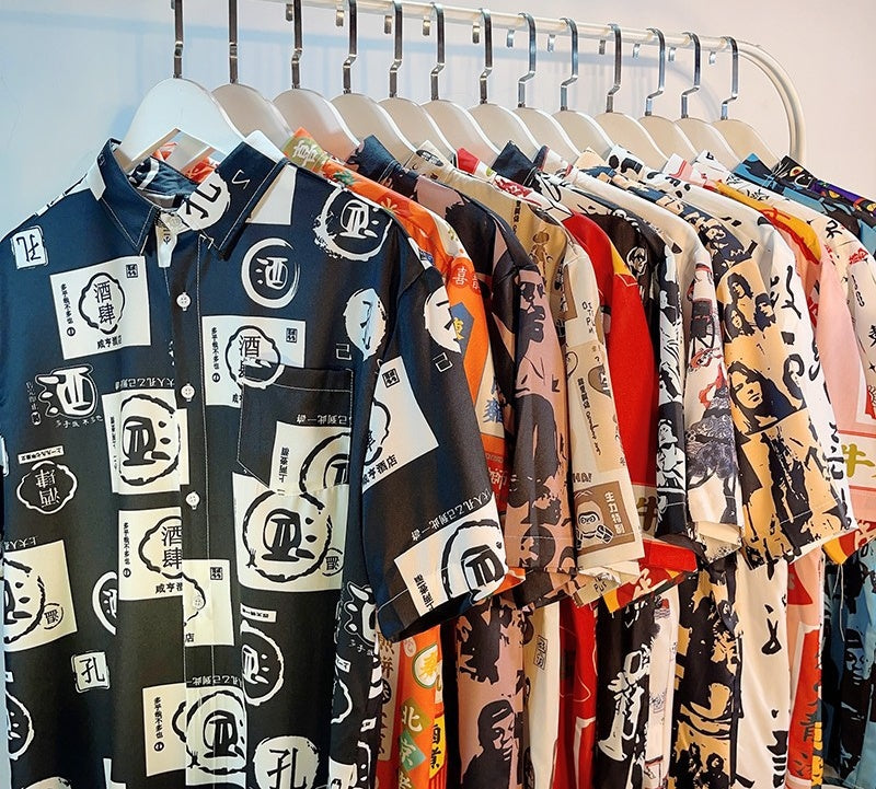 Full Printed Short Sleeve Shirt Loose