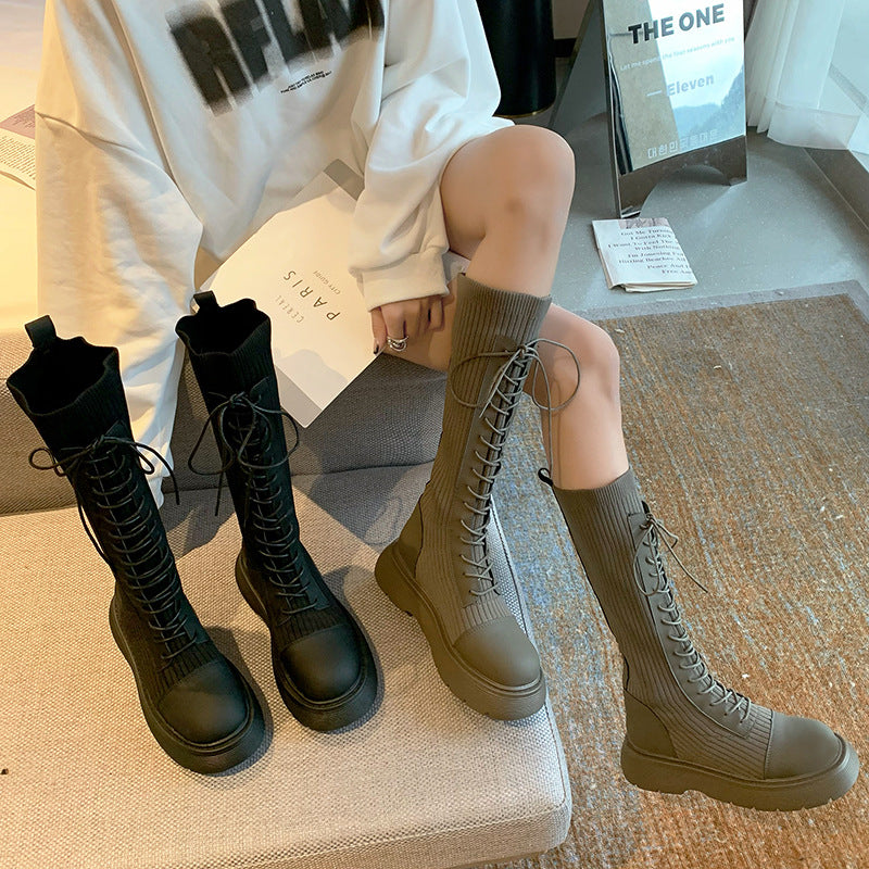 But Knee Boots Women's British Style Trifle