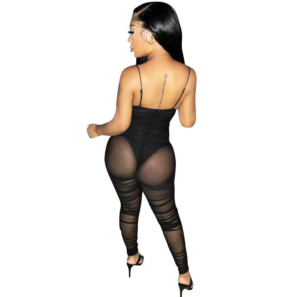 Women's See-through Suspender Jumpsuit