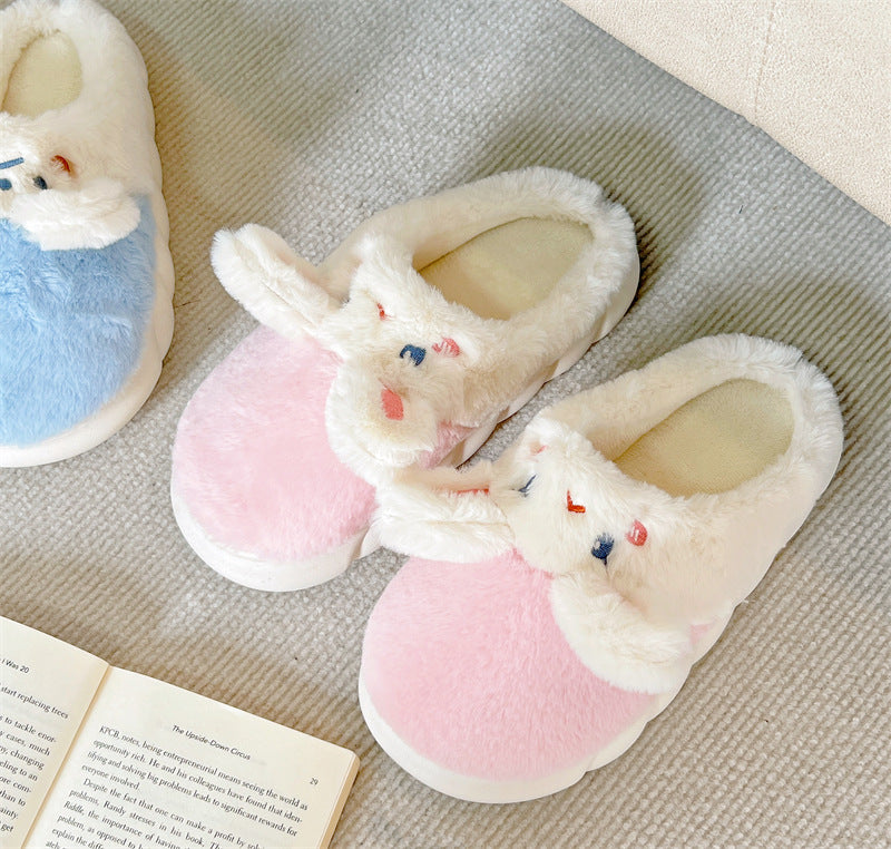 Women's Winter Home Plush Cotton Slippers Winter Platform Heel Covered Warm Student Dormitory