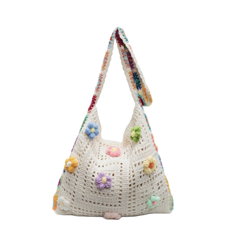 Casual Weaving Hollow Beach Bag Women's Large Capacity Knitted Shoulder Bag