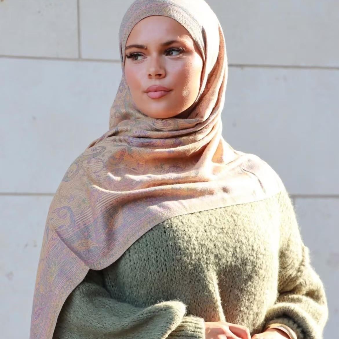 Populært tørklæde til kvinder i europæisk og amerikansk etnisk stil med cashmere-mønster og jacquard-kvaster