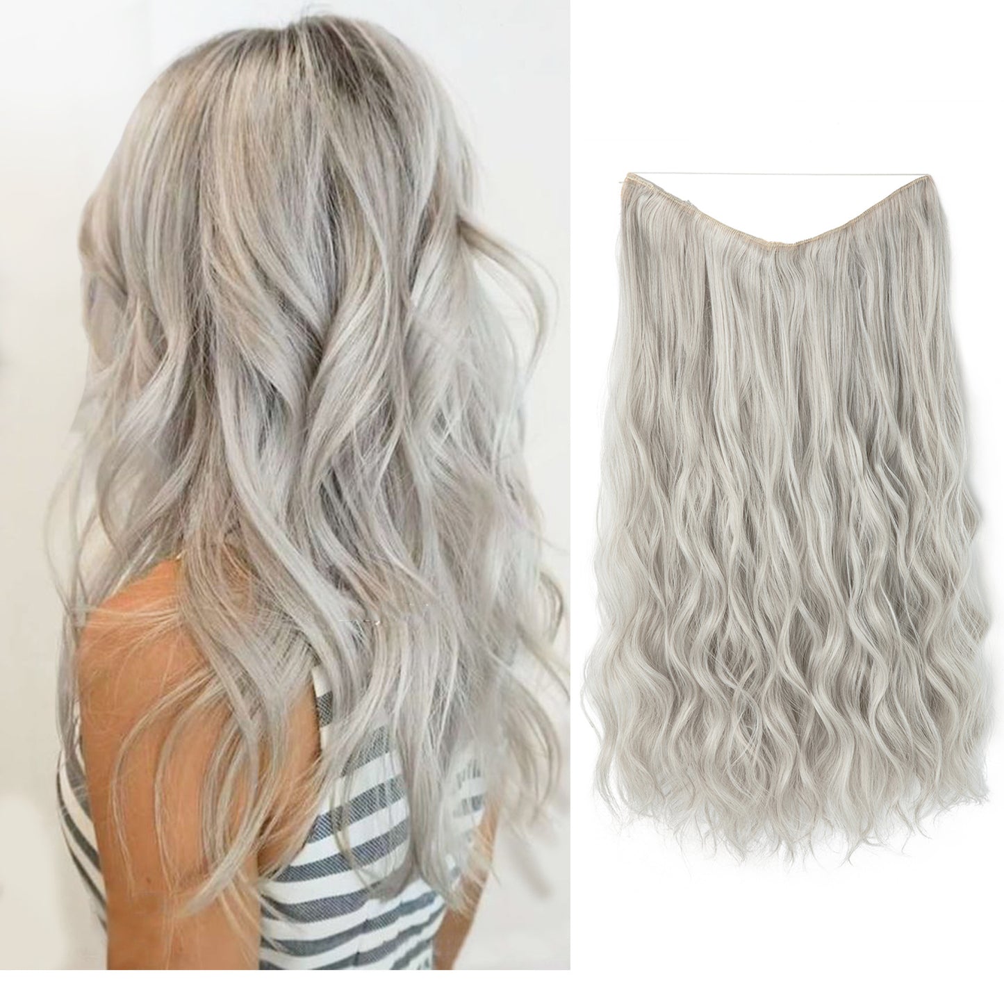 European And American Style Women Corn Curler Fishing Thread Long Curly Hair  Wig