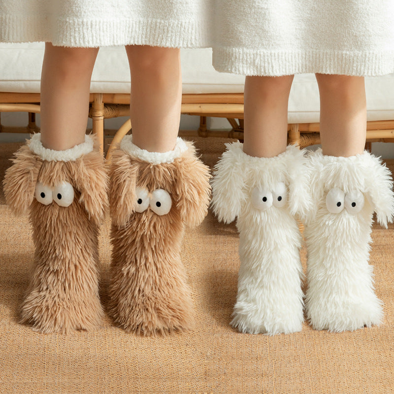 Thickened And Fleece Anti-slip Women's Plush Snow Socks And Shoe Covers