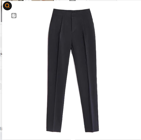 White Cropped Suit Pants High Waist Drooping Casual