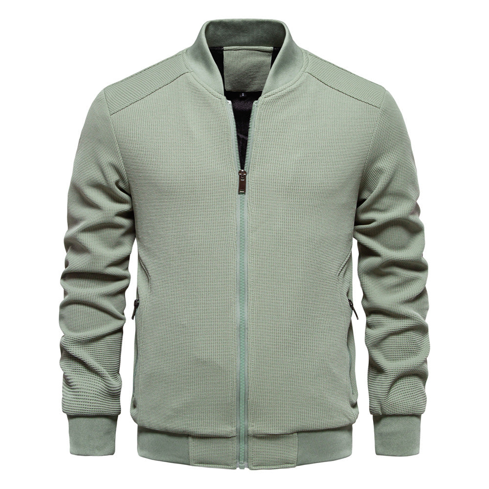 Stand Collar Men's Solid Color Jacket