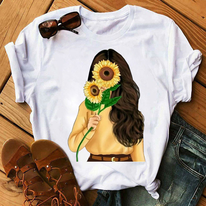 Sunflower Black T-Shirt Loose Short Sleeve T-Shirt