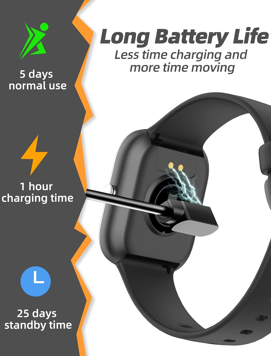 Kids Smart Watch for Boys Girls,Ip68 Waterproof Kids Fitness Activity Tracker Watch,Heart Rate Sleep Monitor,8 Sport Modes,Pedometers,Calories Counter,Alarm Clock,Gifts for Teens 5+ (Black)