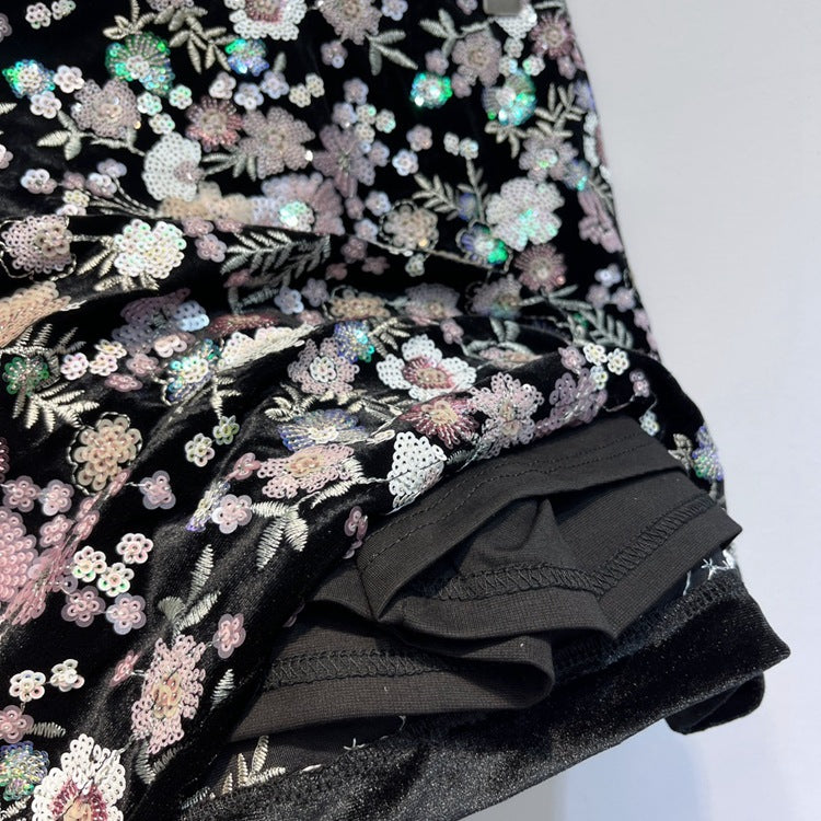 Niche Design Sequin Embroidery Inner Shorts Design Little Short Dress
