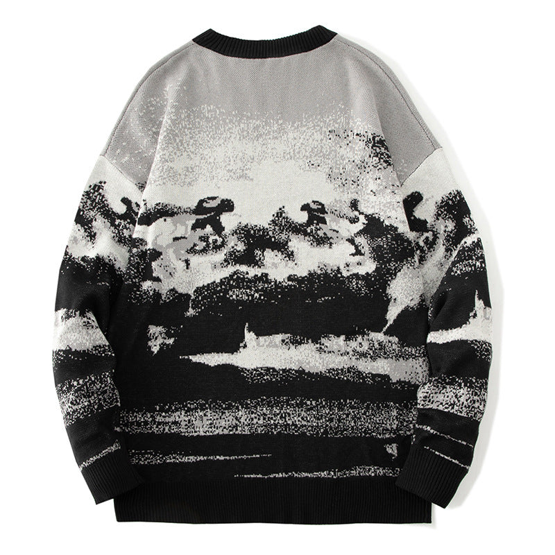 Rundhalset Pullover Herre Strikket Sweater Langærmet