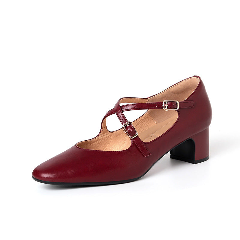 High Heel Soft Bottom Mid Heel Chunky Heel Low-cut Shoes
